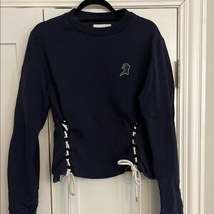 Public School Navy Sweatshirt with Lace-Up Sides